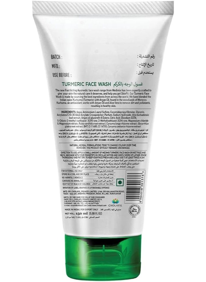 Medimix Turmeric Face Wash - For Blemish-Free & Pure Skin - With Turmeric, Argan Oil & Aloe Vera - Fast Acting Ayurveda - 150 ml - Image 2